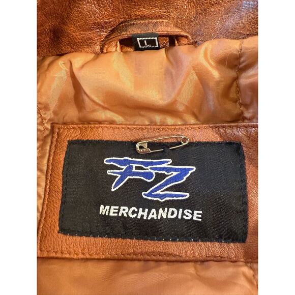 FZ Merchandise Men's Brown Leather Motorcycle Jacket Quilted Shoulders - Picture 3 of 16